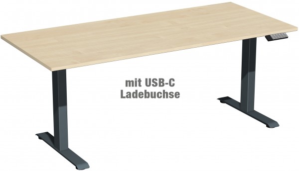 Schreibtisch Basic Edition - elektr. höhenverstellbar - 180 x 80 x 73-123 cm - USB-Ladebuchse